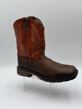 Ariat Youth - Size 4 - Brown/Orange Square Toe Cowboy Boots Style 10007837